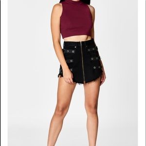 Carmar denim black Beatrice side buckle zip skirt